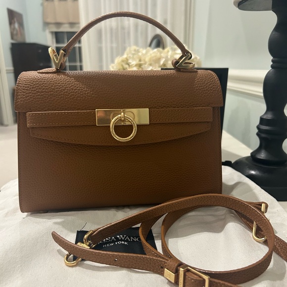 Parisa Wang Grace Top Handle Leather Handbag Purse - Chestnut Brown 🤎🤎🤎 - Picture 3 of 7